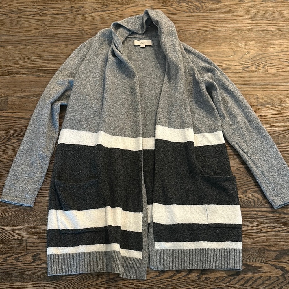Cozy Gray Striped Loft Cardigan